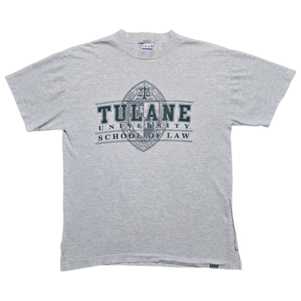 Rare VTG Tulane University Green Wave School Od Law Crest T Shirt 90s Mens XL